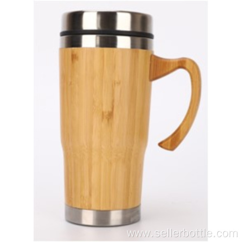 450mL Stainless Steel Lid Bamboo Coffee Mug